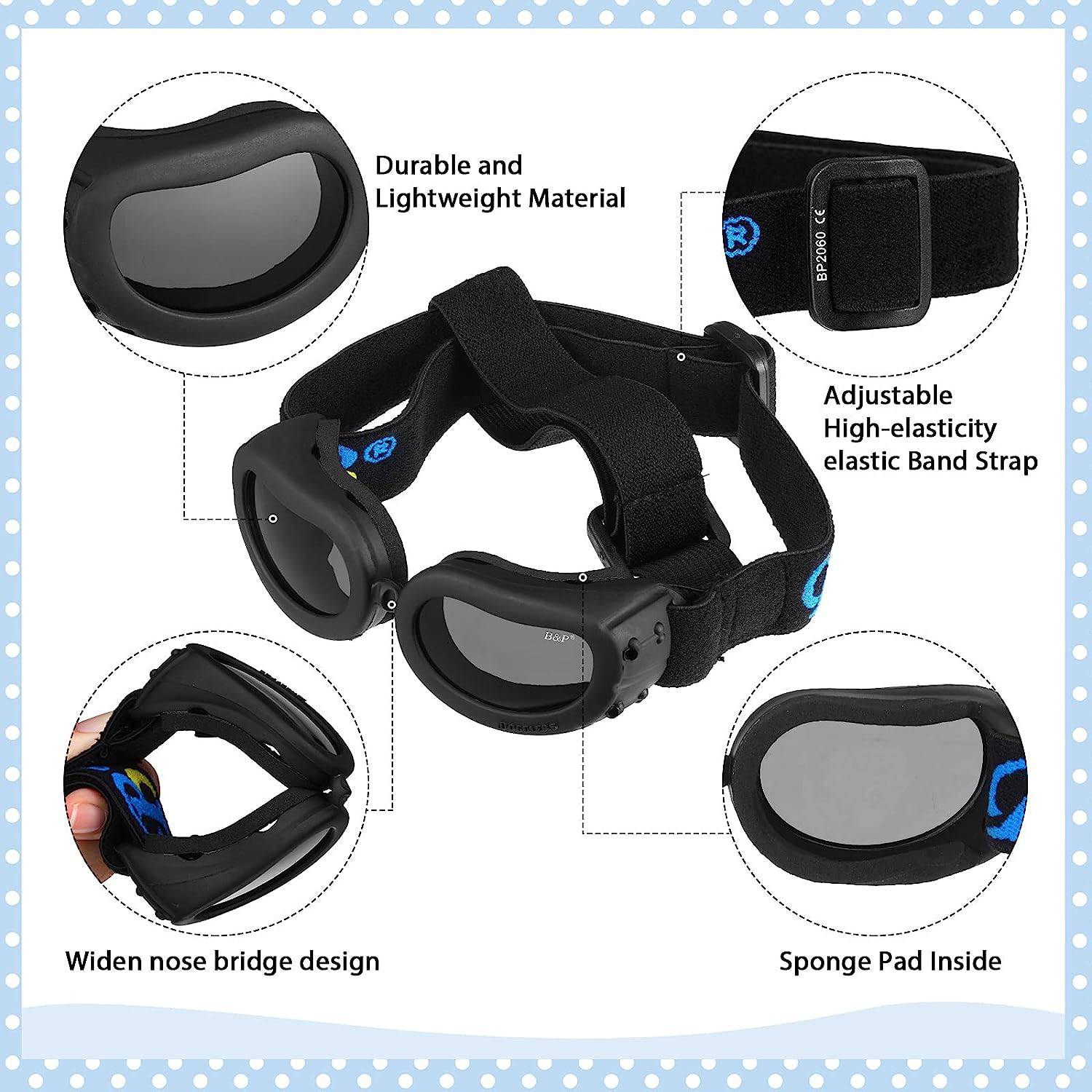Dog Helmet Goggles, Small Size, Black - One Oasis