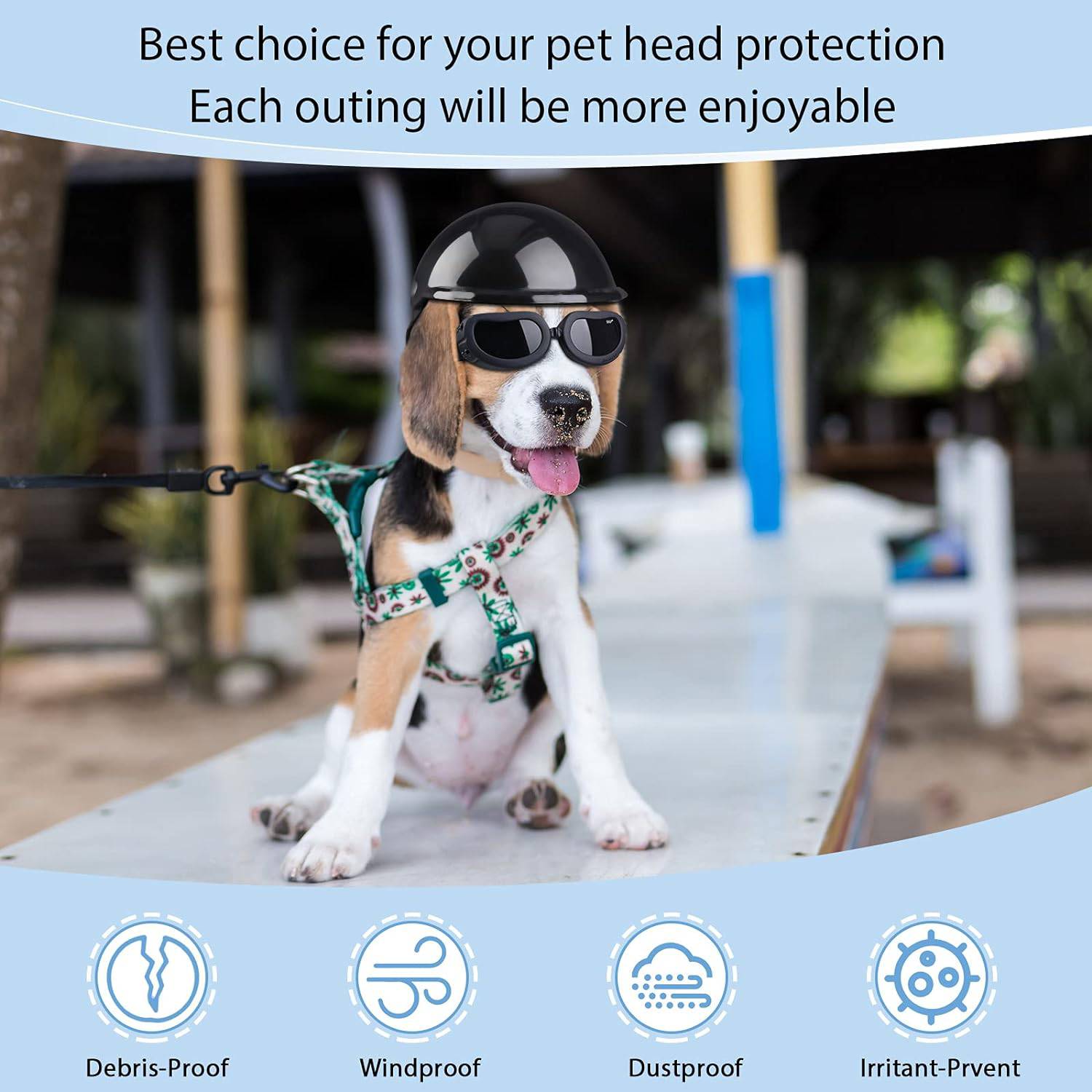 Dog Helmet Goggles, Small Size, Black - One Oasis