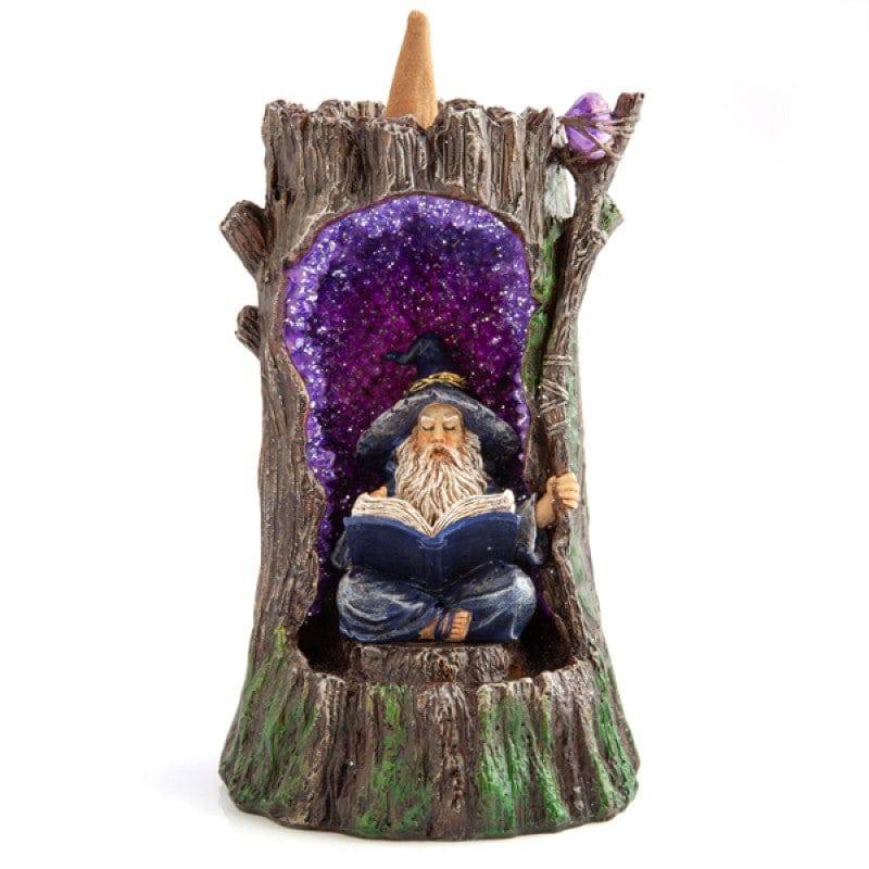 Wizard in Geode Tree LED Backflow Incense Burner - One Oasis