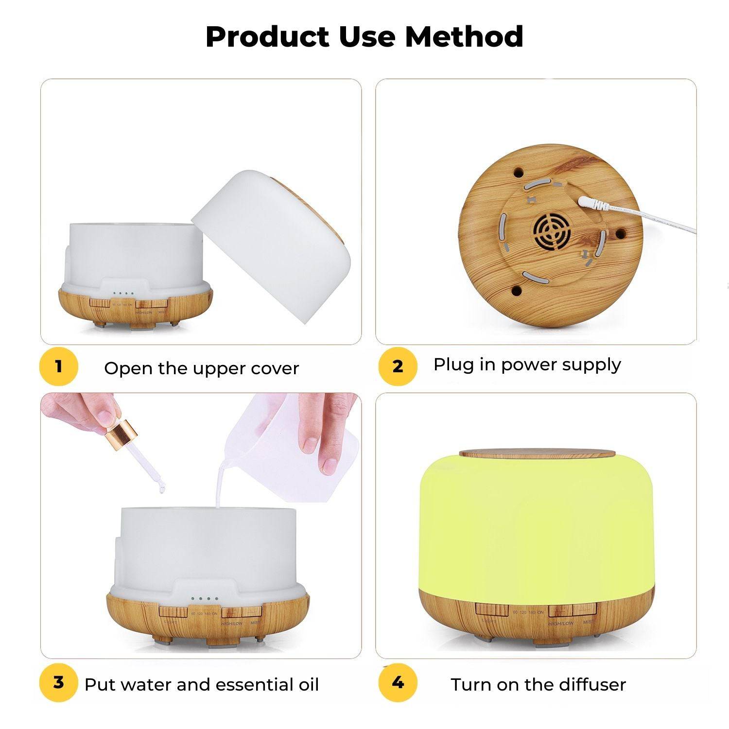 GOMINIMO 5 in1 LED Aromatherapy Essential Oil Diffuser 500ml (Wood Base) - One Oasis