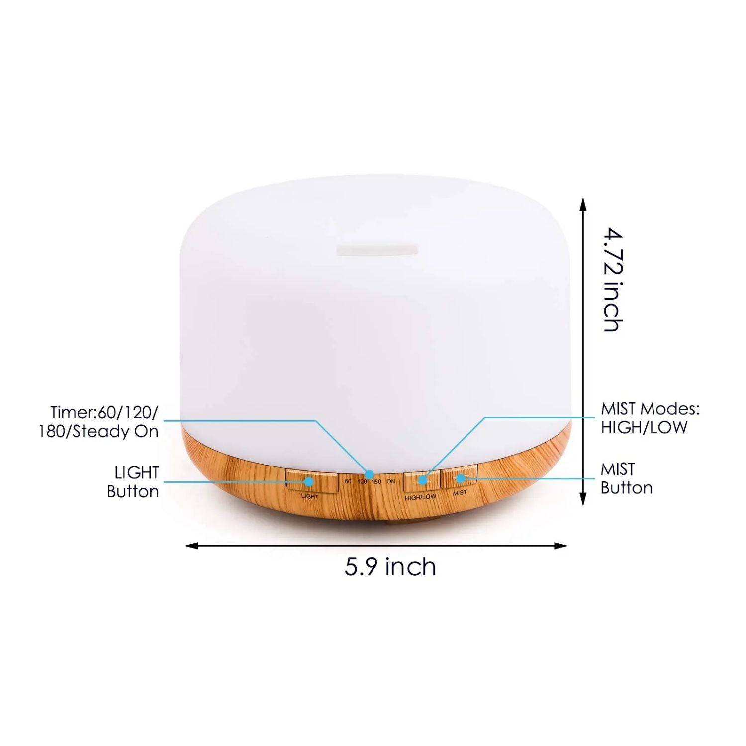 GOMINIMO 5 in1 LED Aromatherapy Essential Oil Diffuser 500ml (Wood Base) - One Oasis
