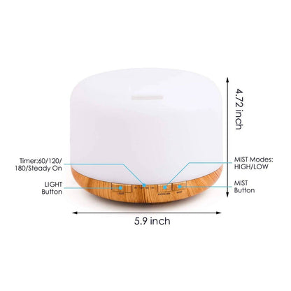 GOMINIMO 5 in1 LED Aromatherapy Essential Oil Diffuser 500ml (Wood Base) - One Oasis