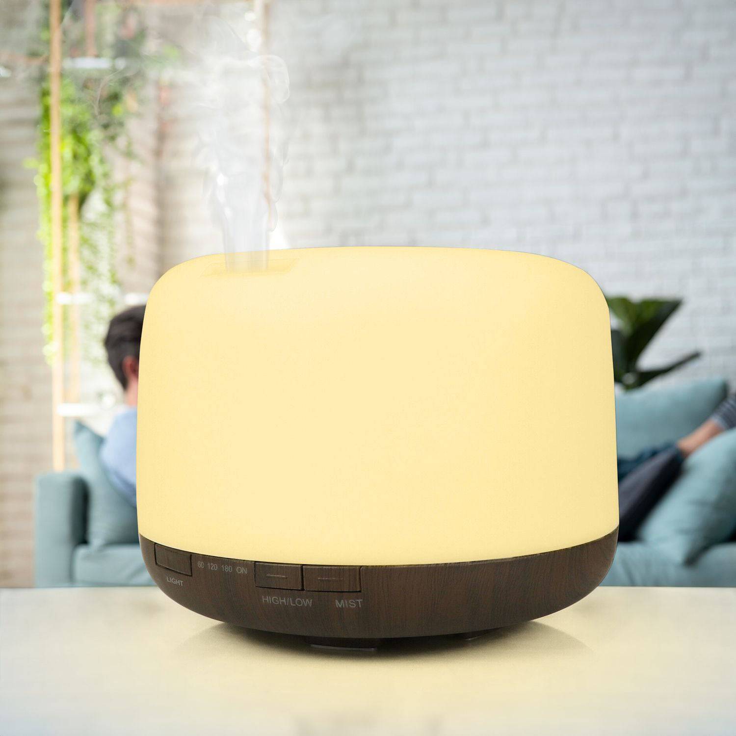 GOMINIMO 5 in1 LED Aromatherapy Essential Oil Diffuser 500ml (Dark Wood Base) - One Oasis