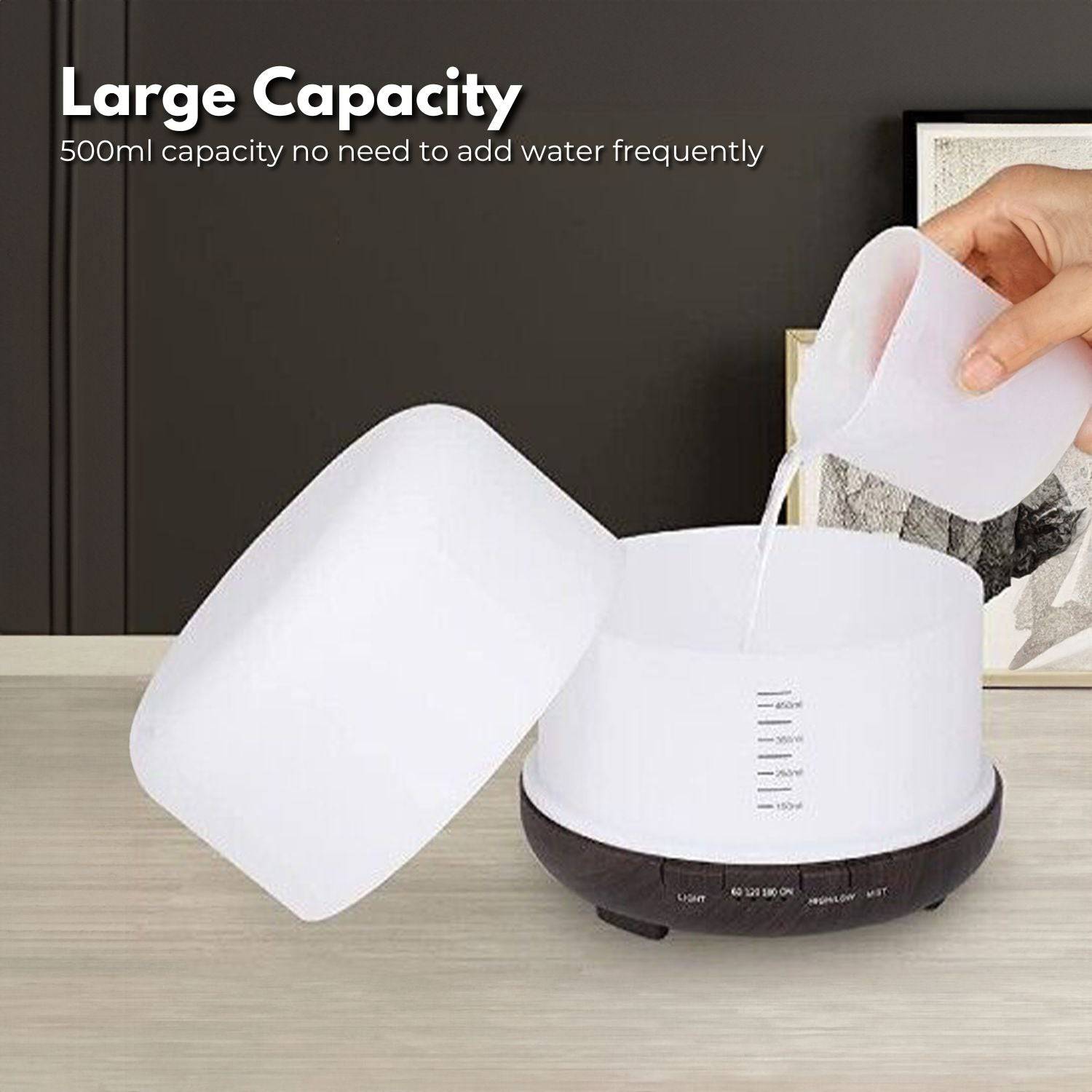 GOMINIMO 5 in1 LED Aromatherapy Essential Oil Diffuser 500ml (Dark Wood Base) - One Oasis