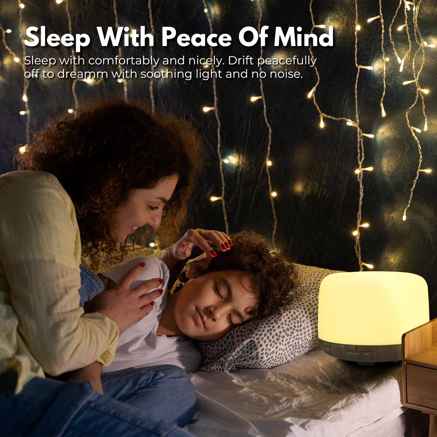 GOMINIMO 5 in1 LED Aromatherapy Essential Oil Diffuser 500ml (Dark Wood Base) - One Oasis