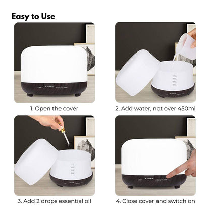 GOMINIMO 5 in1 LED Aromatherapy Essential Oil Diffuser 500ml (Dark Wood Base) - One Oasis