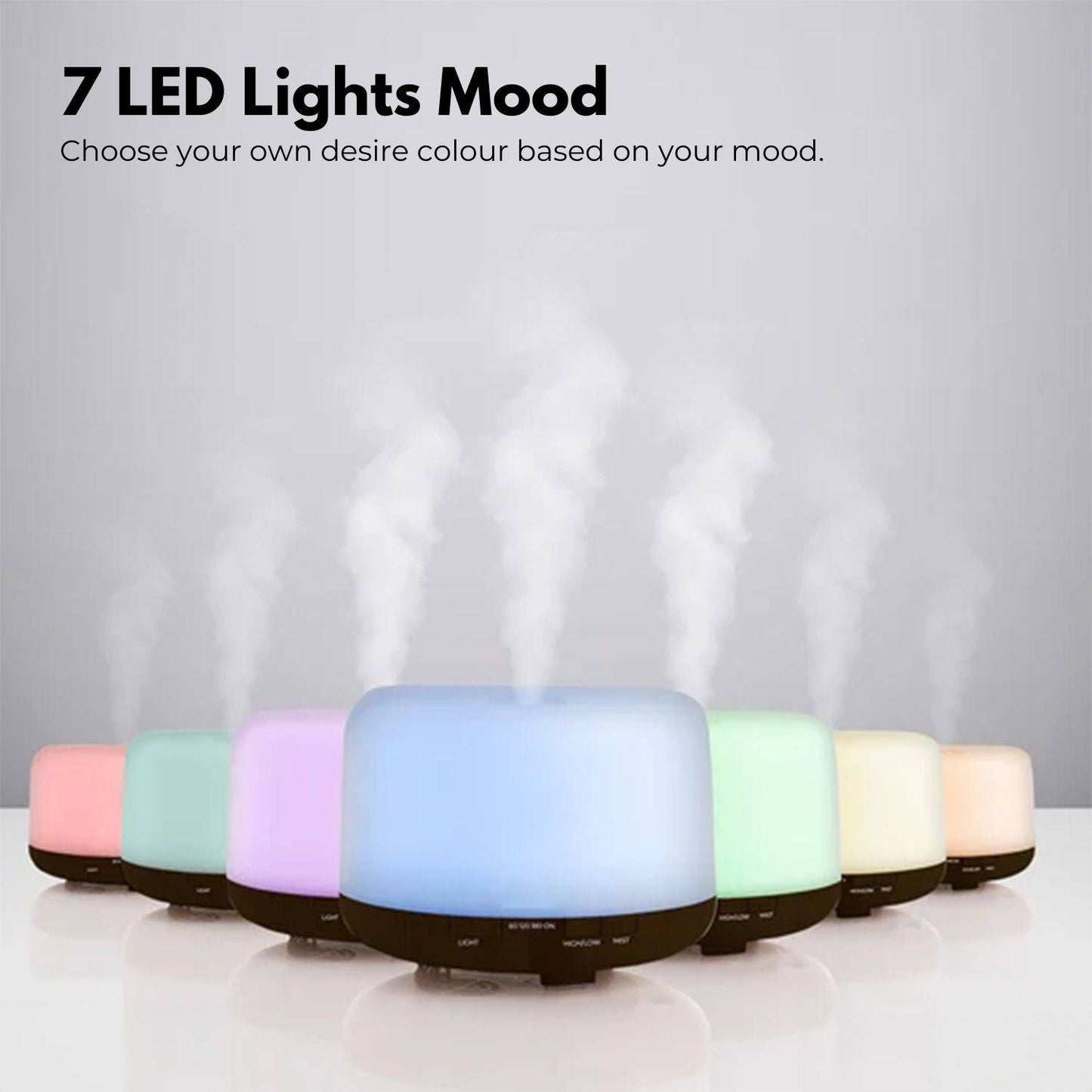 GOMINIMO 5 in1 LED Aromatherapy Essential Oil Diffuser 500ml (Dark Wood Base) - One Oasis