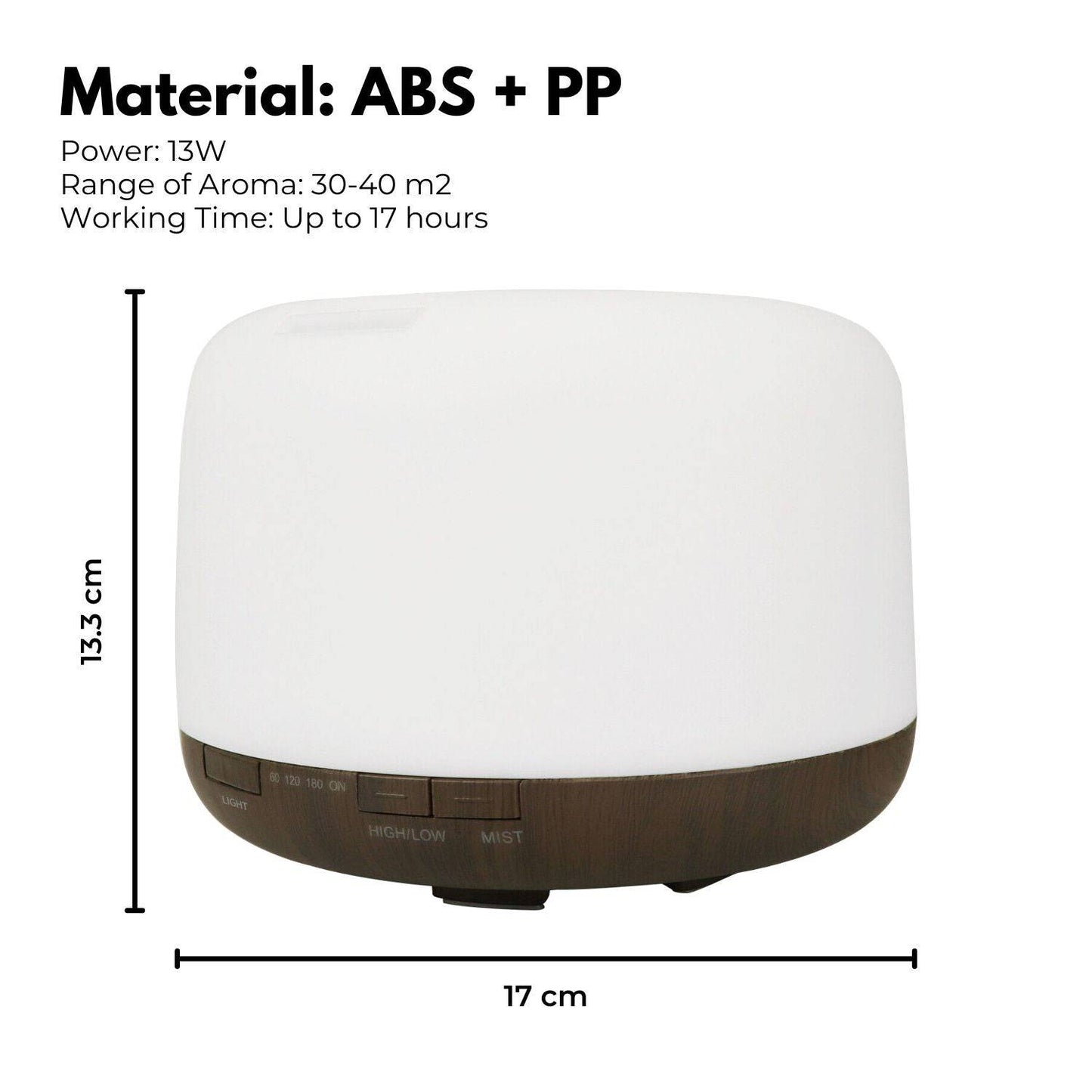 GOMINIMO 5 in1 LED Aromatherapy Essential Oil Diffuser 500ml (Dark Wood Base) - One Oasis