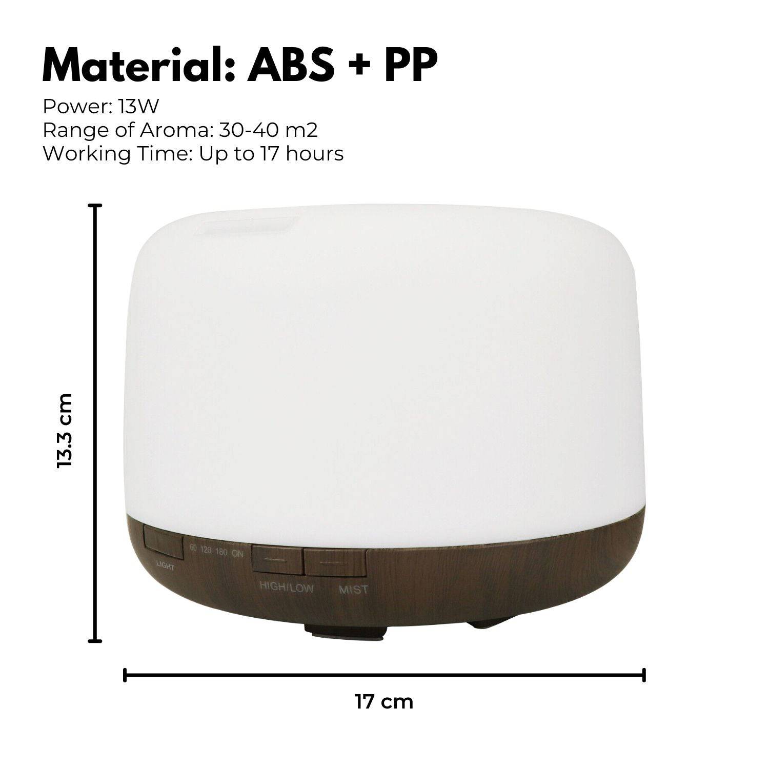 GOMINIMO 5 in1 LED Aromatherapy Essential Oil Diffuser 500ml (Dark Wood Base) - One Oasis
