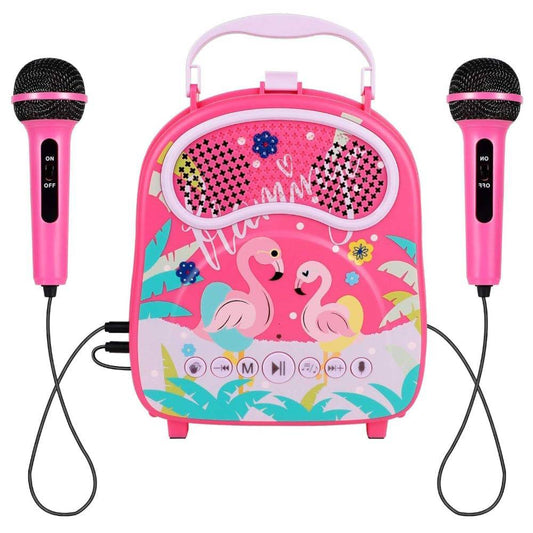 GOMINIMO Kids Portable Karaoke with Two Microphones (Rectangle, Pink Flamingo) - One Oasis