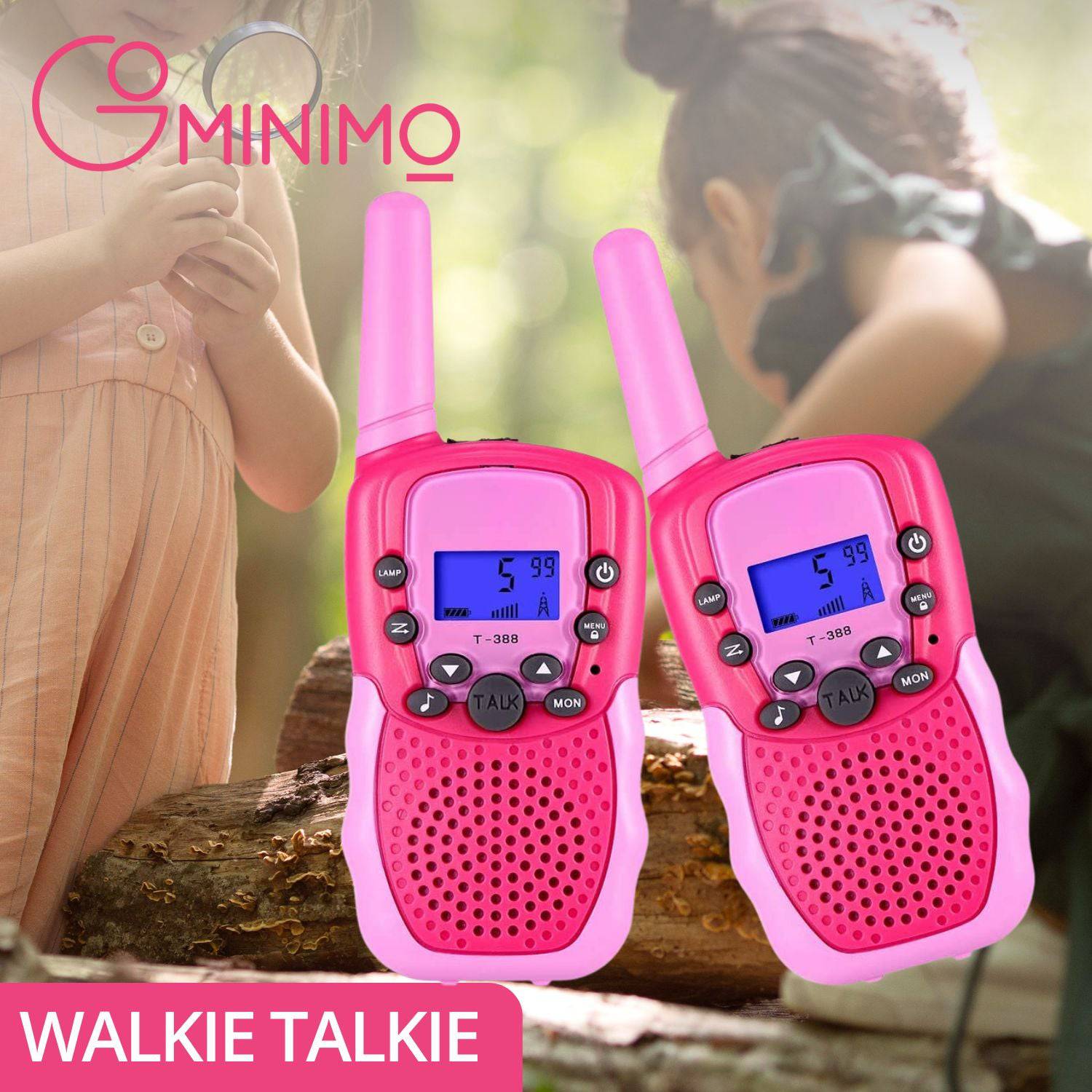 GOMINIMO 2 Pack Walkie Talkies for Kids with 40 Channels & LED Flashlight & LCD Screen (Pink) - One Oasis