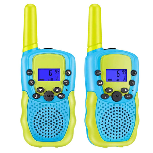 GOMINIMO 2 Pack Walkie Talkies for Kids with 40 Channels & LED Flashlight & LCD Screen (Blue and Green) - One Oasis