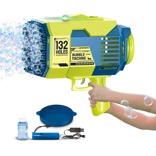 GOMINIMO 132 Holes Bubbles Machine Gun for Kids (Dark Blue and Green) - One Oasis