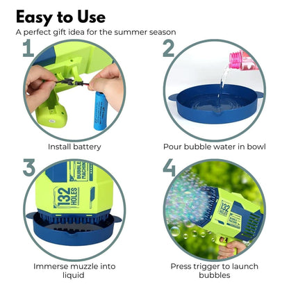 GOMINIMO 132 Holes Bubbles Machine Gun for Kids (Dark Blue and Green) - One Oasis