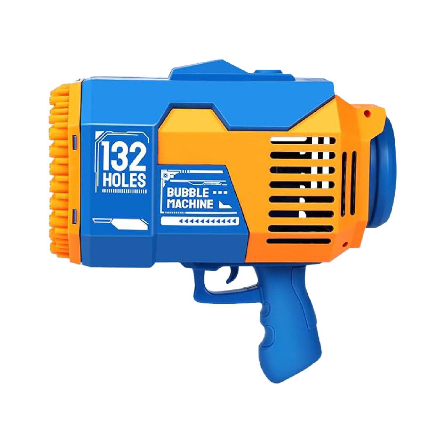 GOMINIMO 132 Holes Rechargeable Bubbles Machine Gun for Kids (Orange and Blue) - One Oasis