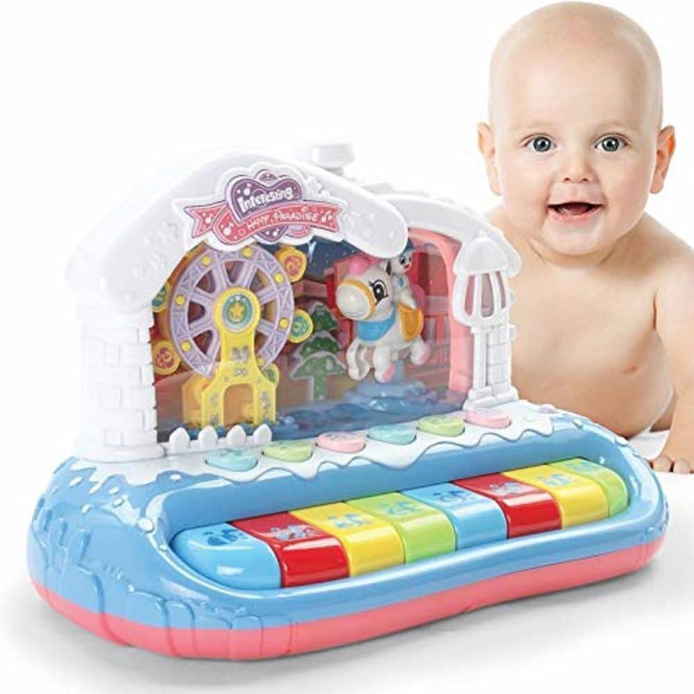 GOMINIMO Kids Toy Musical Ferris Wheel Piano Keyboard (Blue) - One Oasis