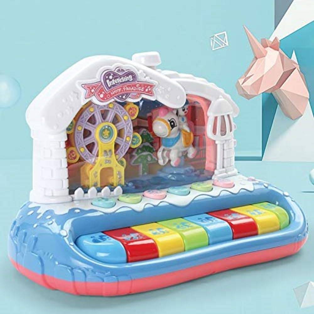 GOMINIMO Kids Toy Musical Ferris Wheel Piano Keyboard (Blue) - One Oasis