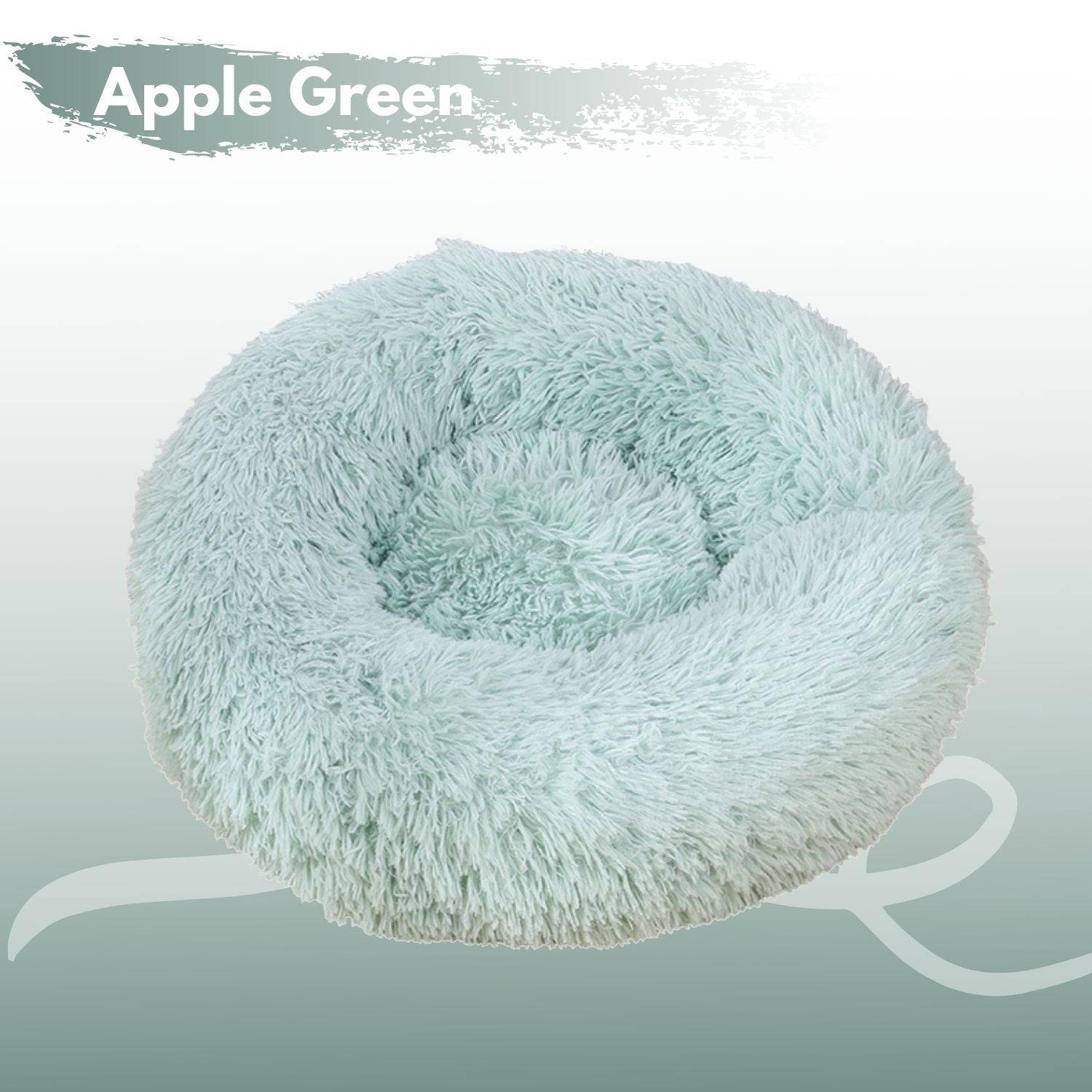 Floofi Pet Bed Round Plush (80cm Apple Green) - One Oasis