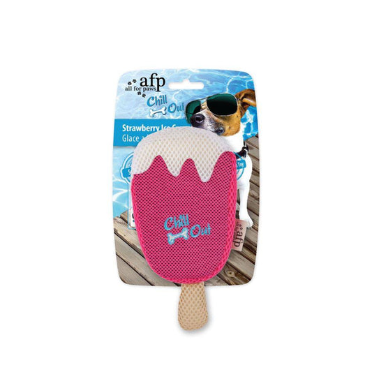 Dog Drinking Sponge Soak - Strawberry Ice Cream Shape Chew Play Toy AFP - Pink - One Oasis