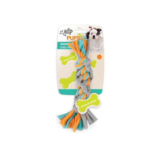 Puppy Chew Rope Toy - Dog Knotted Braided Rag Cotton Jersey Teething Play AFP - One Oasis