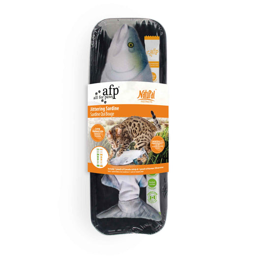 Jittering Sardine Cat Toy Flopping Dancing Fish + Catnip Silvervine Electric USB - One Oasis