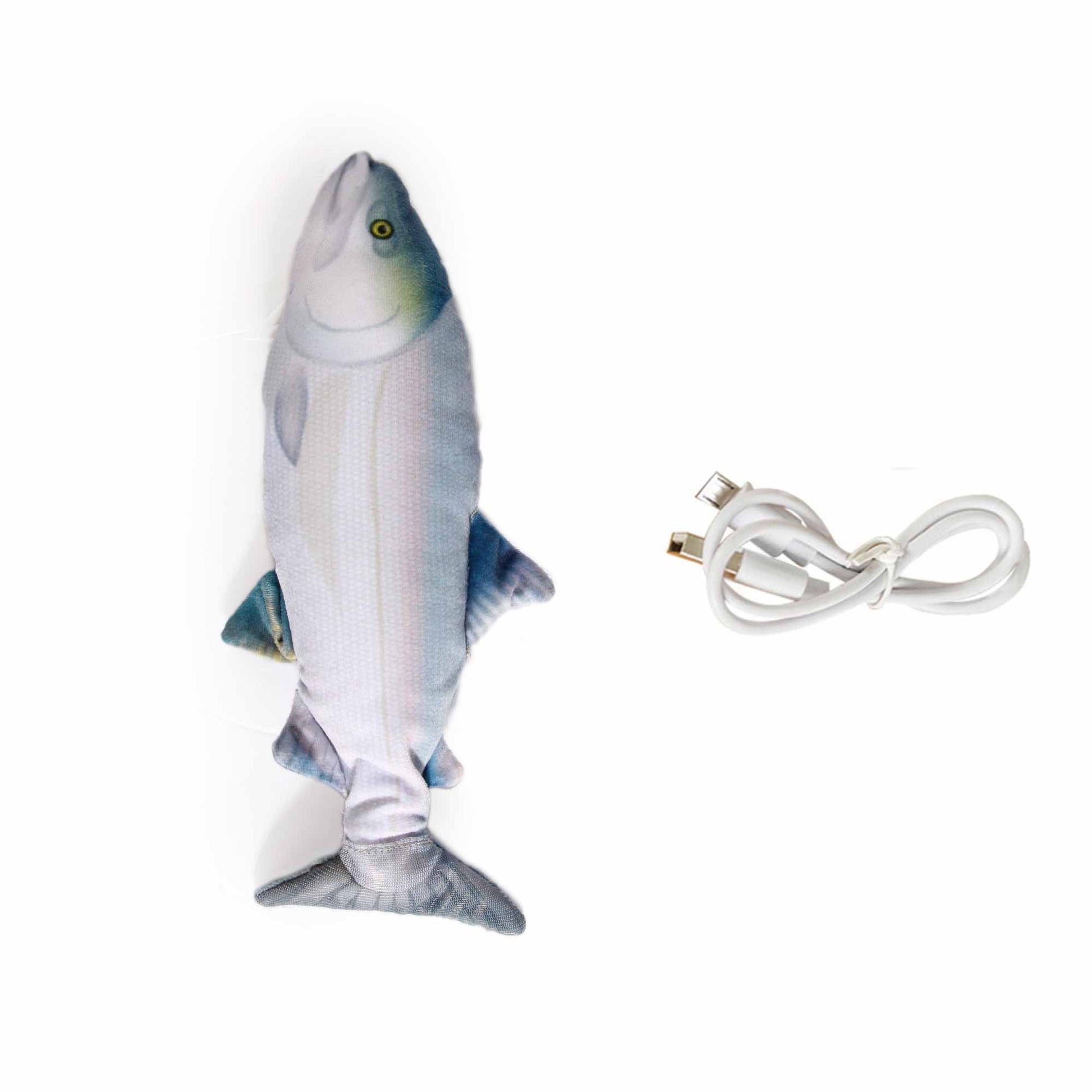 Jittering Sardine Cat Toy Flopping Dancing Fish + Catnip Silvervine Electric USB - One Oasis