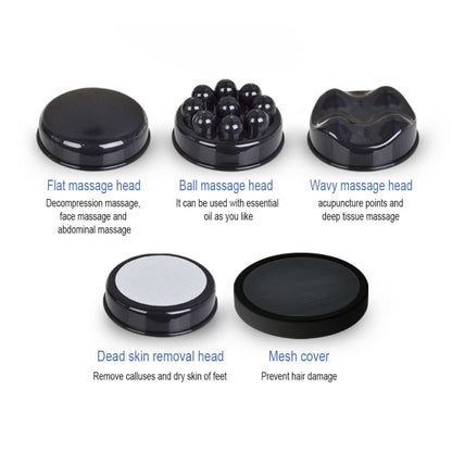Handheld Vibration Massager Black - 4 Interchangeable Heads - One Oasis