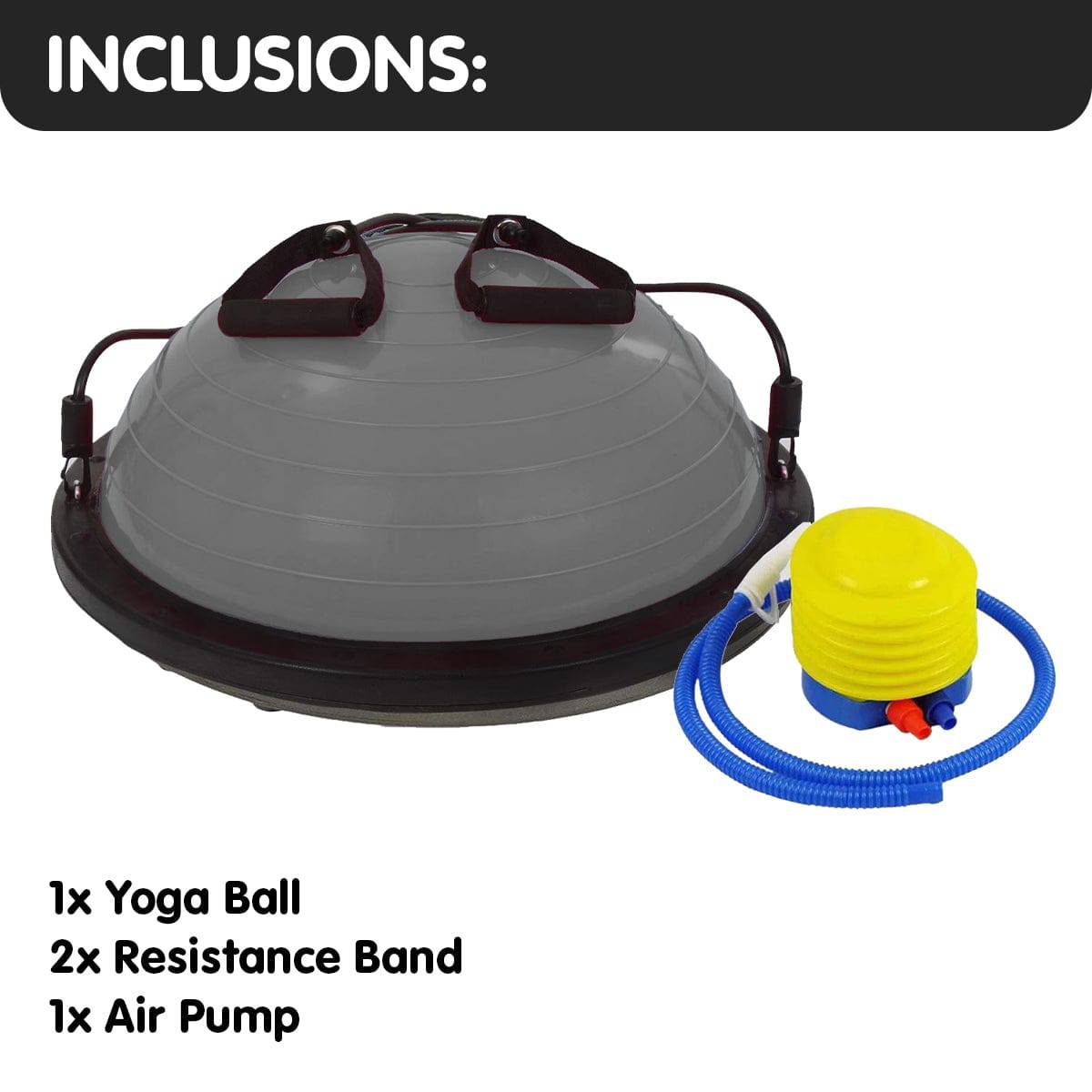 Powertrain Fitness Yoga Ball Home Gym Workout Balance Trainer Grey - One Oasis