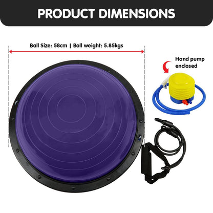 Powertrain Fitness Yoga Ball Home Gym Workout Balance Trainer Purple - One Oasis