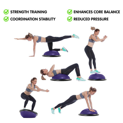 Powertrain Fitness Yoga Ball Home Gym Workout Balance Trainer Purple - One Oasis