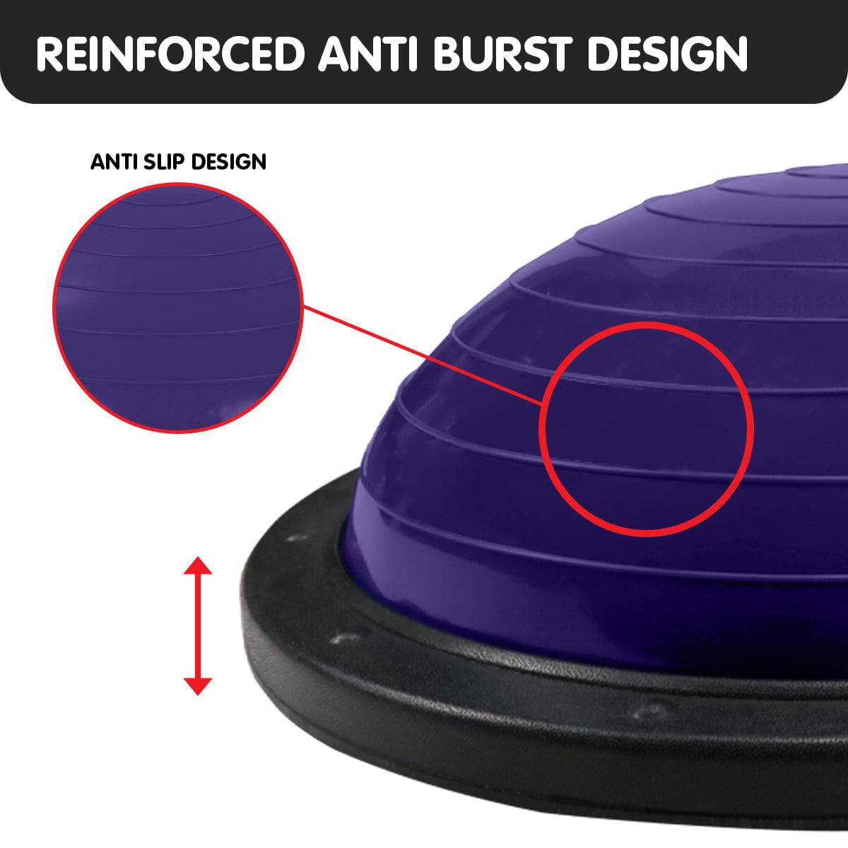 Powertrain Fitness Yoga Ball Home Gym Workout Balance Trainer Purple - One Oasis