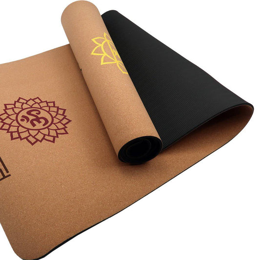 Powertrain Cork Yoga Mat with Carry Straps Home Gym Pilates - Chakras - One Oasis