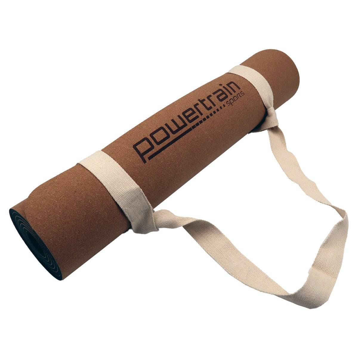 Powertrain Cork Yoga Mat with Carry Straps Home Gym Pilates - Plain - One Oasis