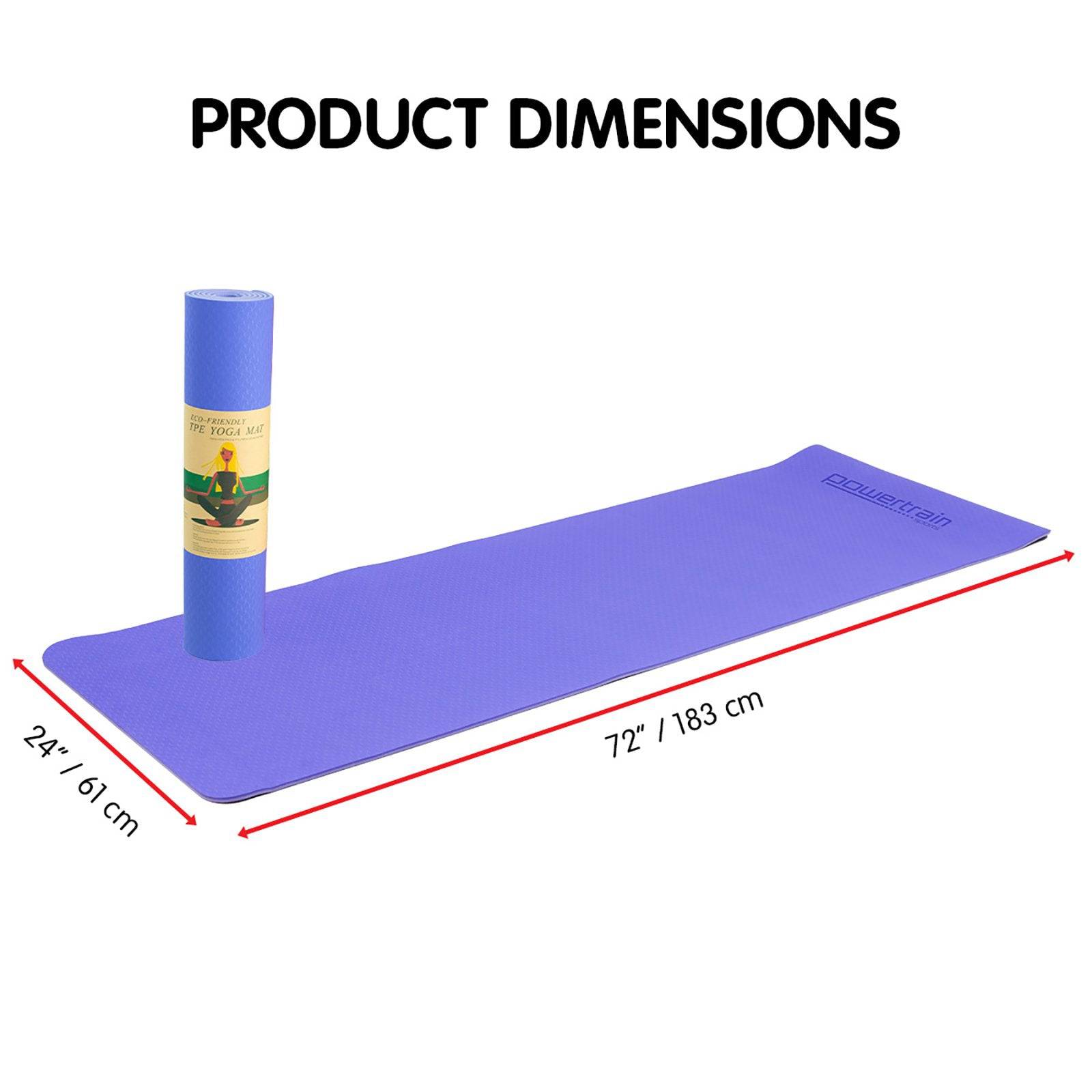 Powertrain TPE Pilates Exercise Yoga Mat 8mm - Light Purple - One Oasis