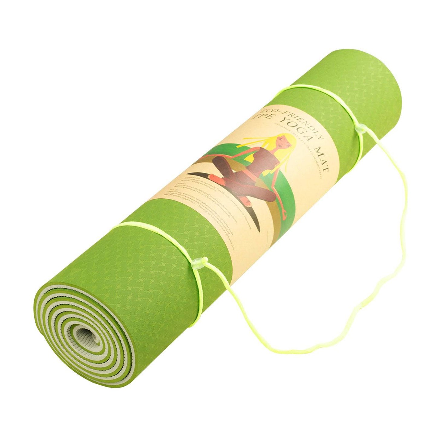 Powertrain Dual Layer 8mm Yoga Mat - Lime Green - One Oasis