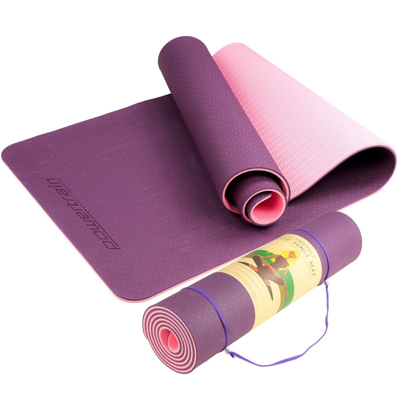 Powertrain Eco-friendly Dual Layer 8mm Yoga Mat - Purple - One Oasis