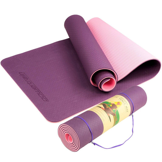 Powertrain Eco-friendly Dual Layer 8mm Yoga Mat - Purple - One Oasis