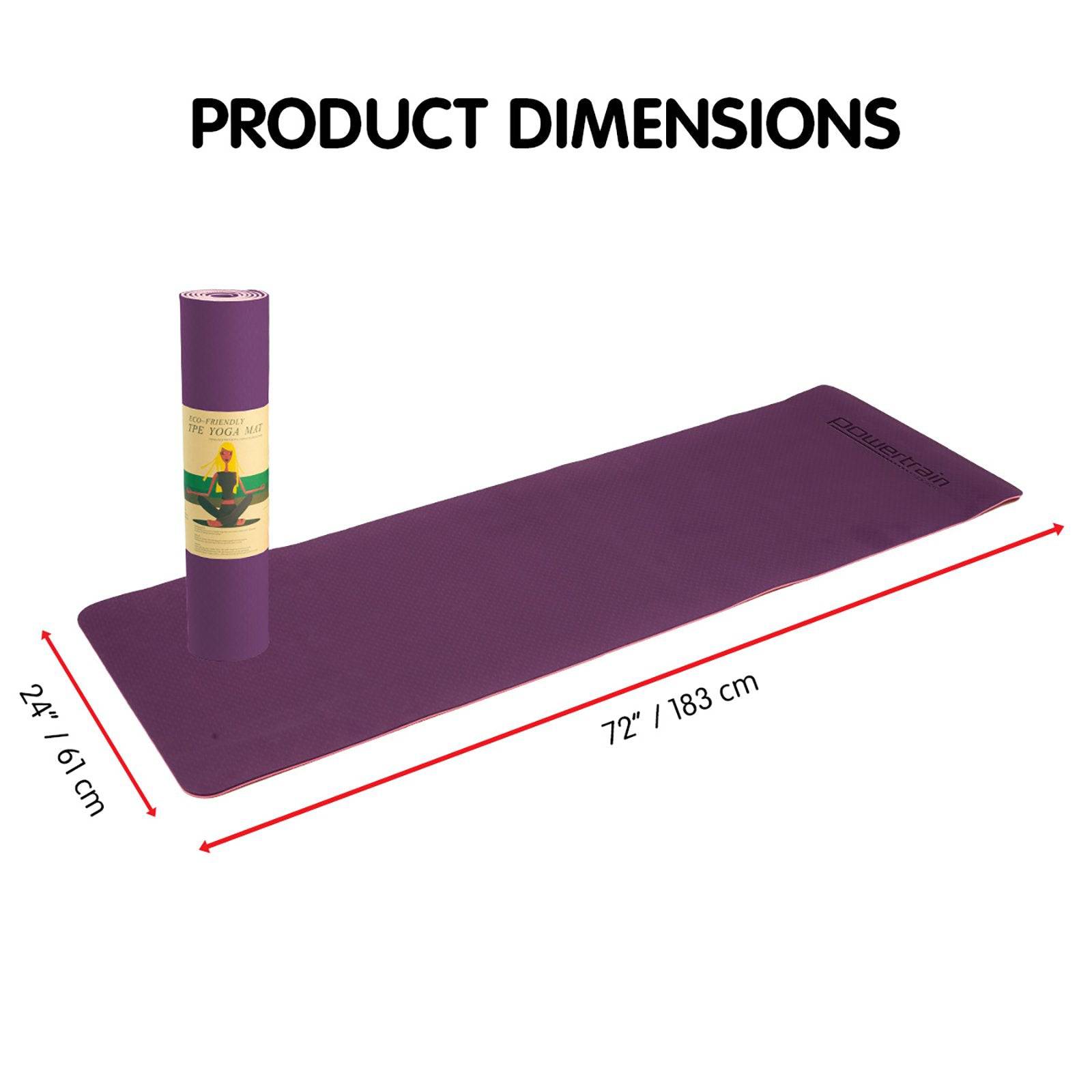Powertrain Eco-friendly Dual Layer 8mm Yoga Mat - Purple - One Oasis