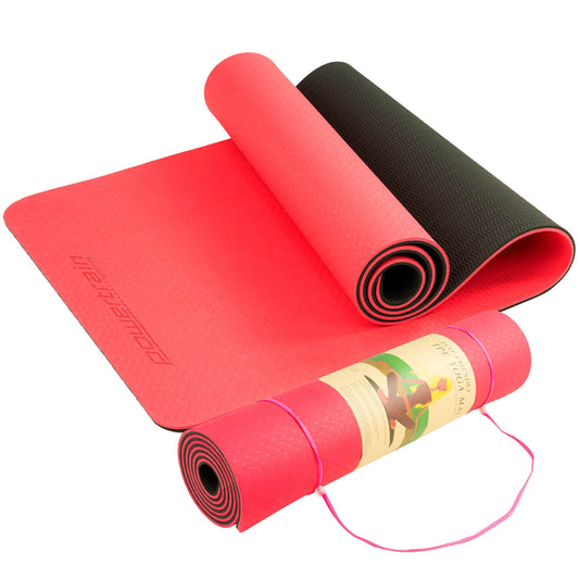 Powertrain Eco-friendly Dual Layer 8mm Yoga Mat - Red Blush - One Oasis