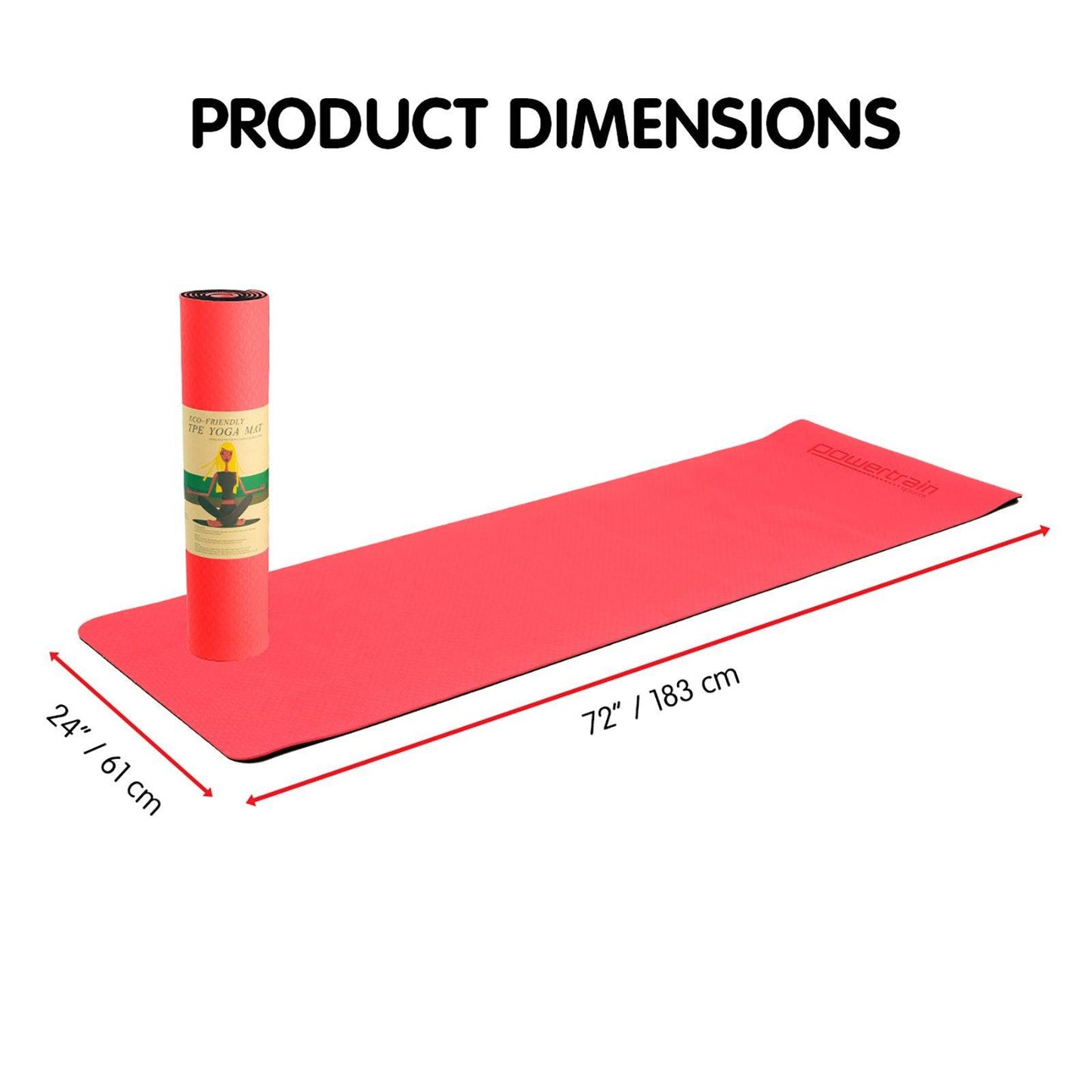 Powertrain Eco-friendly Dual Layer 8mm Yoga Mat - Red Blush - One Oasis