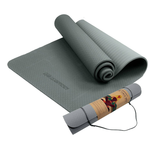Powertrain Eco-friendly Dual Layer 6mm Yoga Mat- Slate Grey - One Oasis