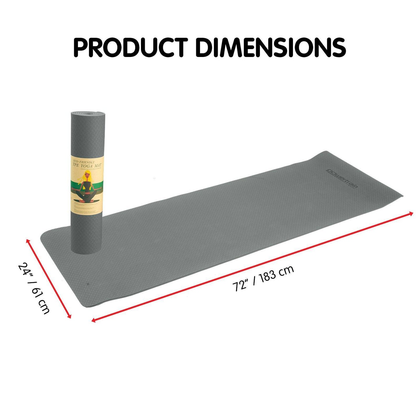 Powertrain Eco-friendly Dual Layer 6mm Yoga Mat- Slate Grey - One Oasis