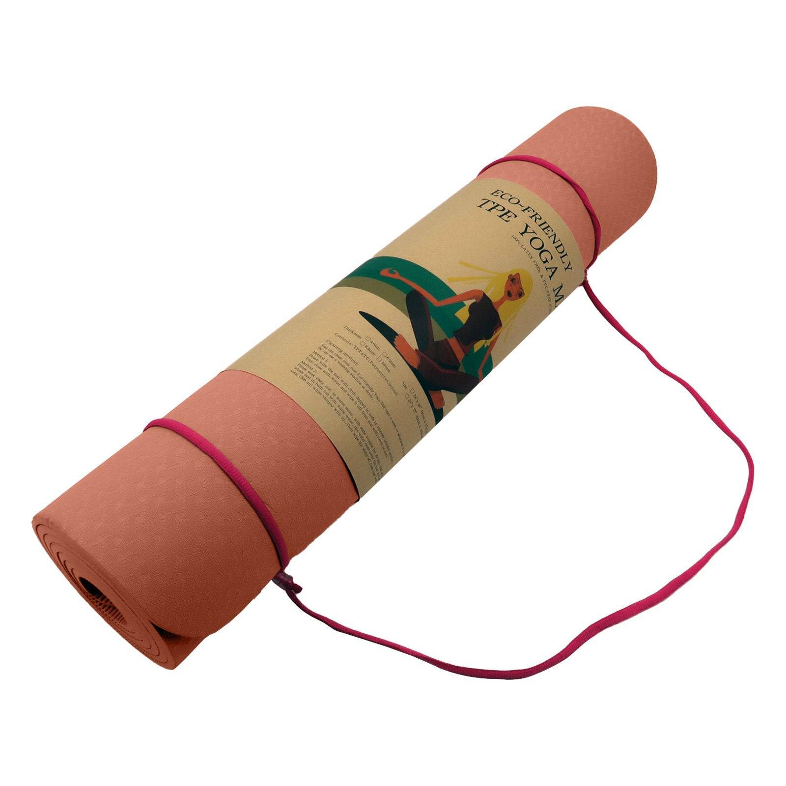 Powertrain Eco-friendly Dual Layer 6mm Yoga Mat - Peach - One Oasis