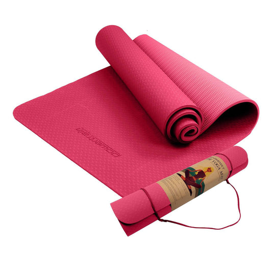 Powertrain Eco-friendly Dual Layer 6mm Yoga Mat- Pink - One Oasis