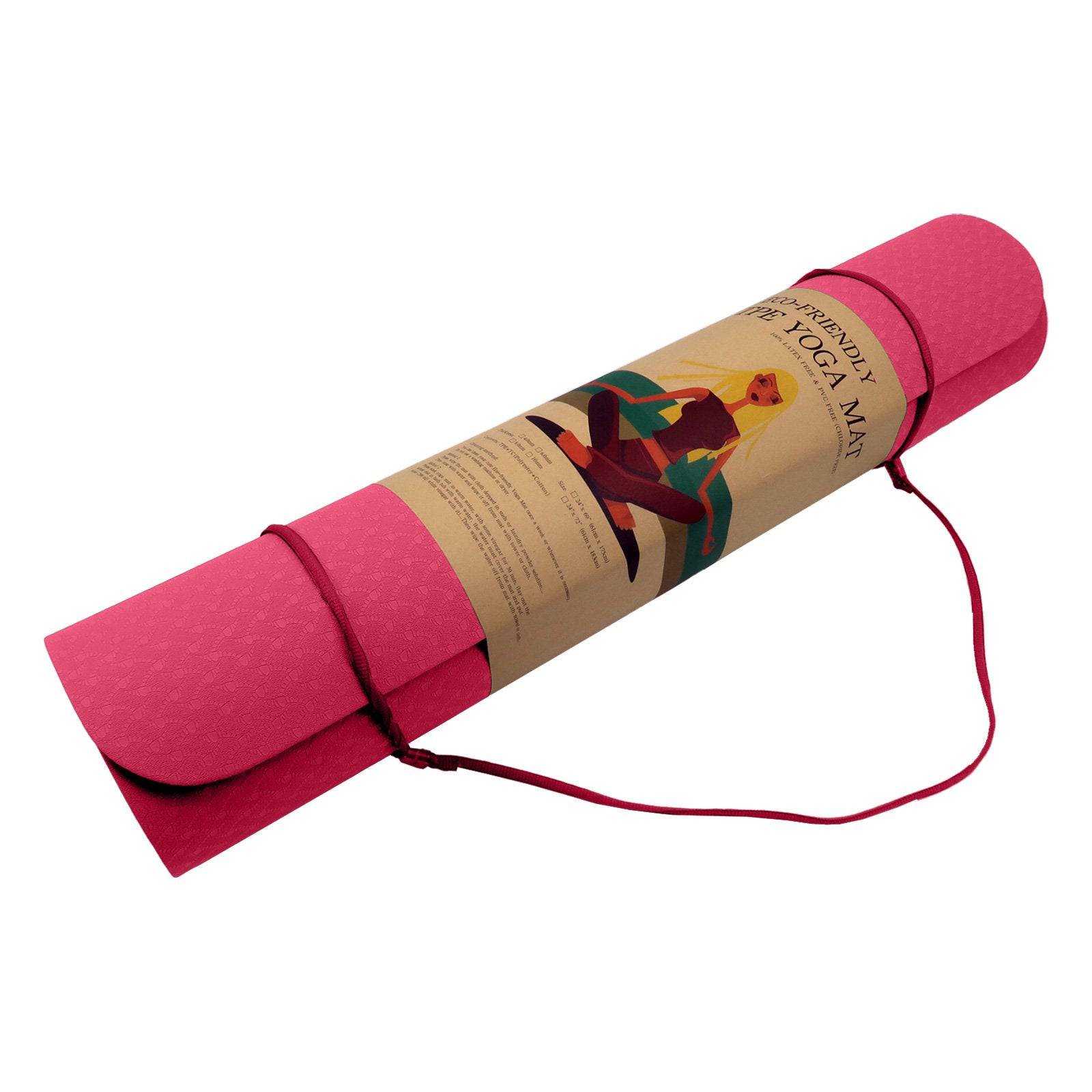Powertrain Eco-friendly Dual Layer 6mm Yoga Mat- Pink - One Oasis