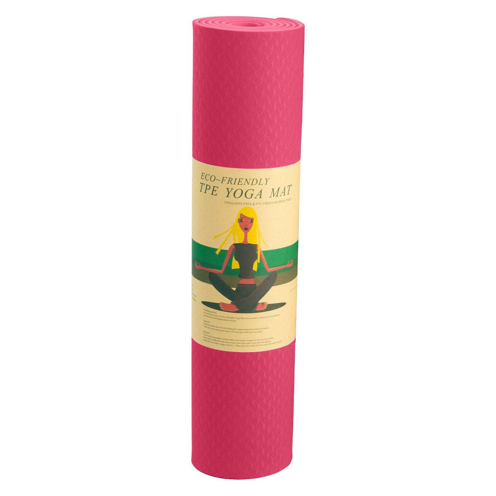 Powertrain Eco-friendly Dual Layer 6mm Yoga Mat- Pink - One Oasis