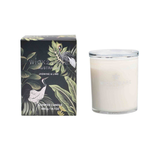 Wick2Ware Australia Scented Candle Jasmine and Lime 400g/14.1 OZ - One Oasis