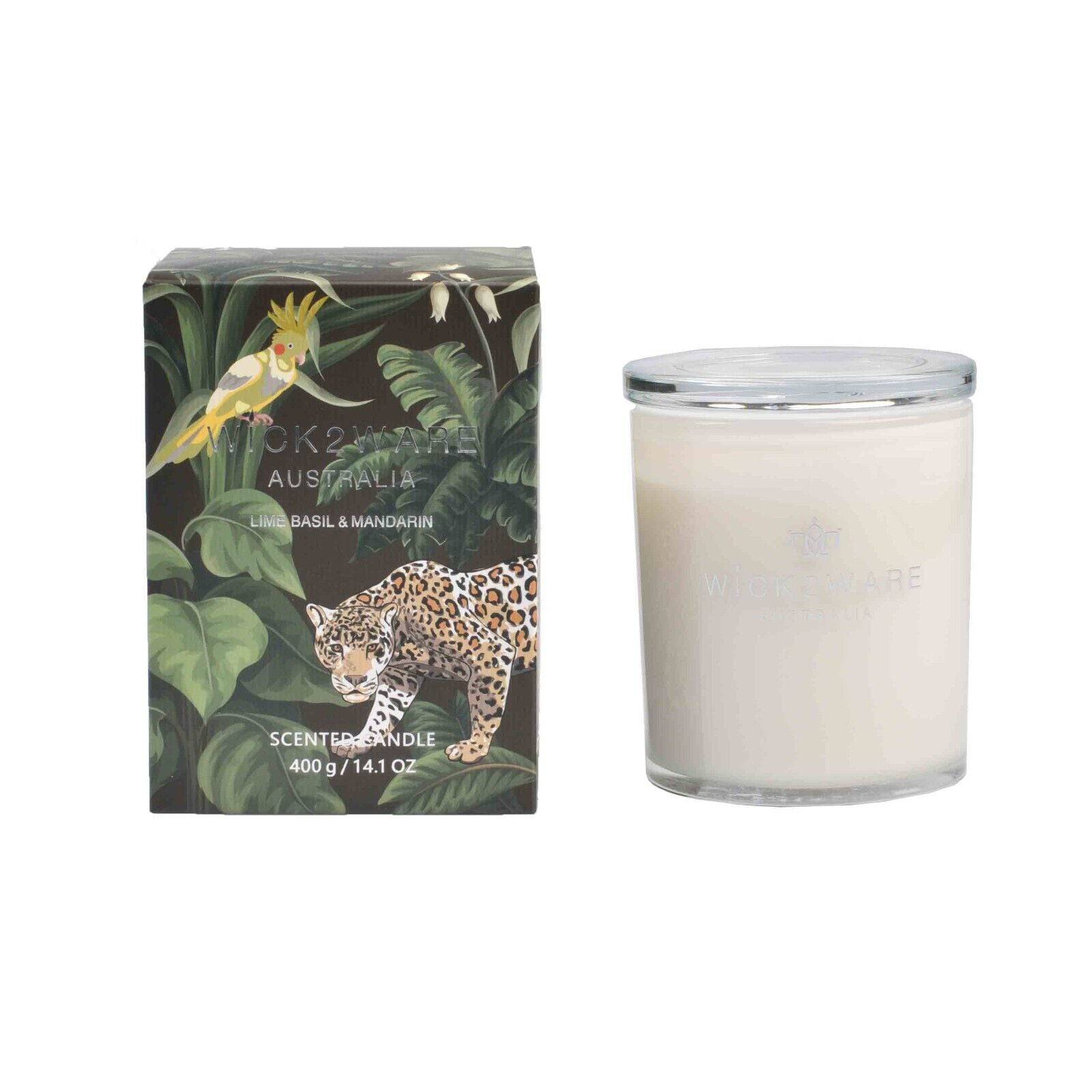 Wick2Ware Australia Scented Candle Lime Basil and Mandarin 400g/14.1 OZ - One Oasis