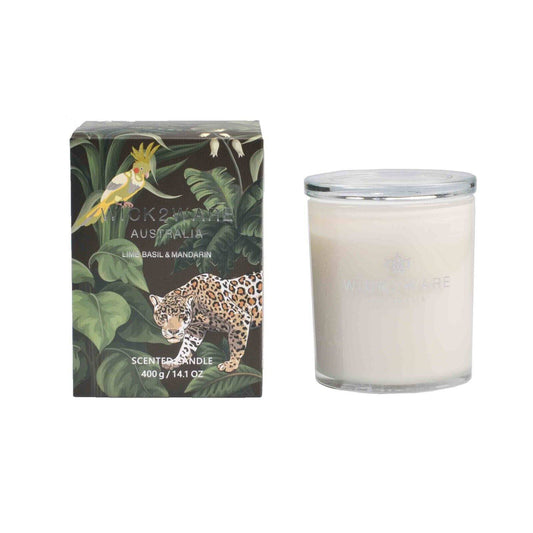Wick2Ware Australia Scented Candle Lime Basil and Mandarin 400g/14.1 OZ - One Oasis