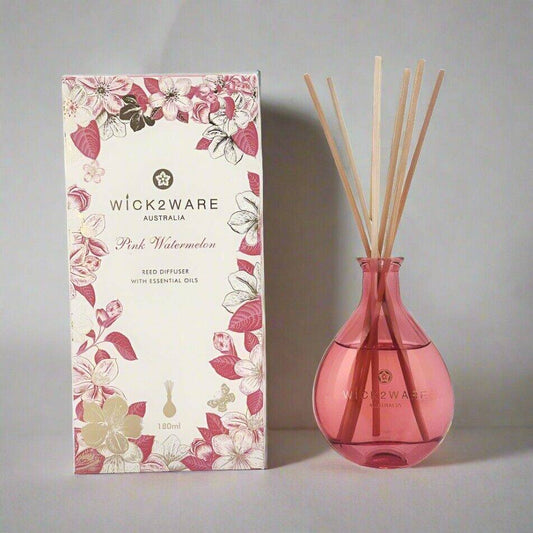 Wick2ware Australia 180ml Pink Watermelon Reed Diffuser with Essential Oils - One Oasis